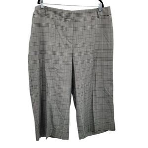 Twee Academia Dress Pants Plus Sz 22 High Rise Wide Cropped Glen‎ Plaid Clueless